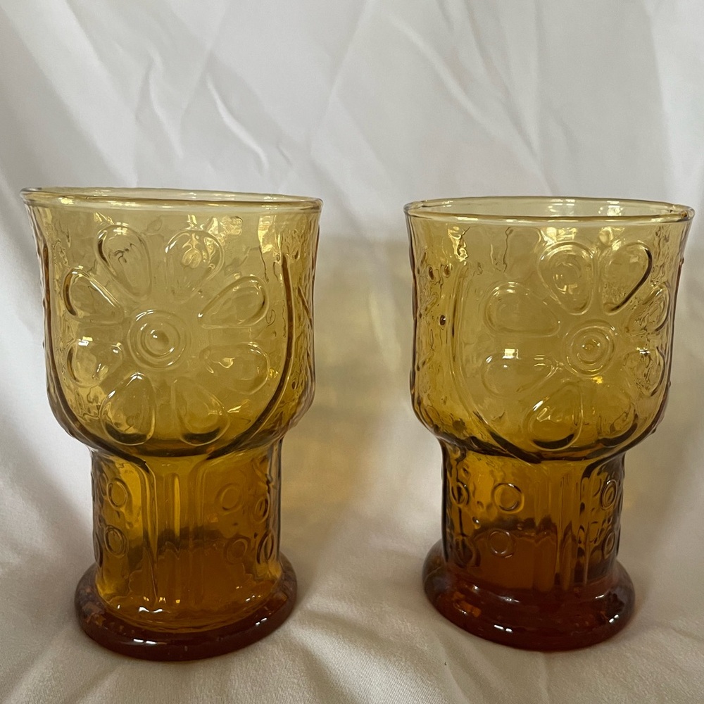 Libbey Country Garden Daisy Glasses Amber - Set of 2